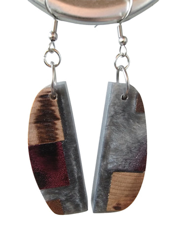 Wood and Resin Earrings-SOLD