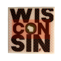 Wisconsin Text in Coral